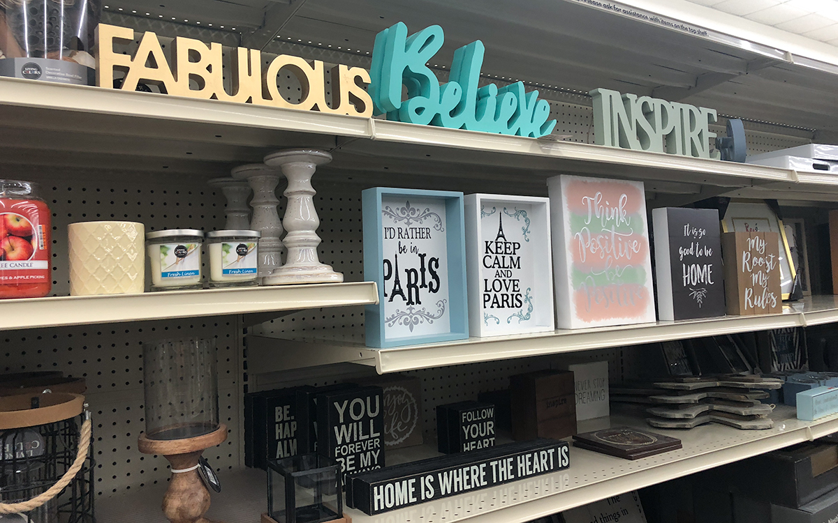 back-to-school college dorm shopping with big lots — wall decor with quotes