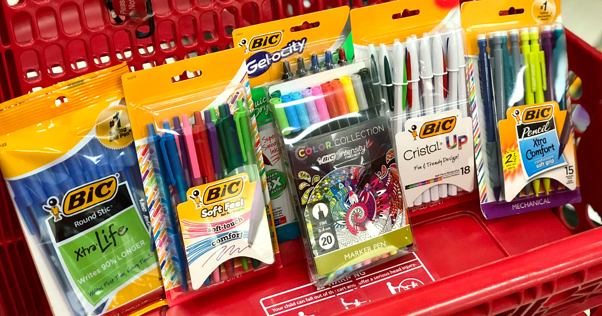 Target offers teachers 15% discount off school supplies – like these pens in this Target cart