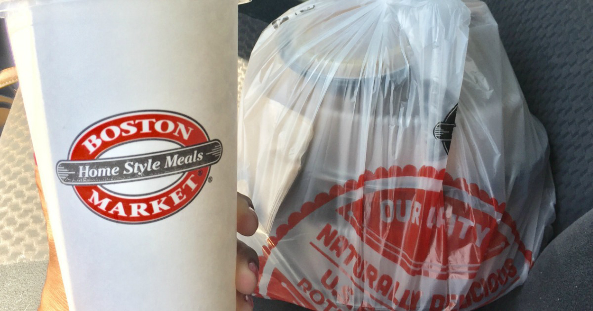 Boston Market cup and bag