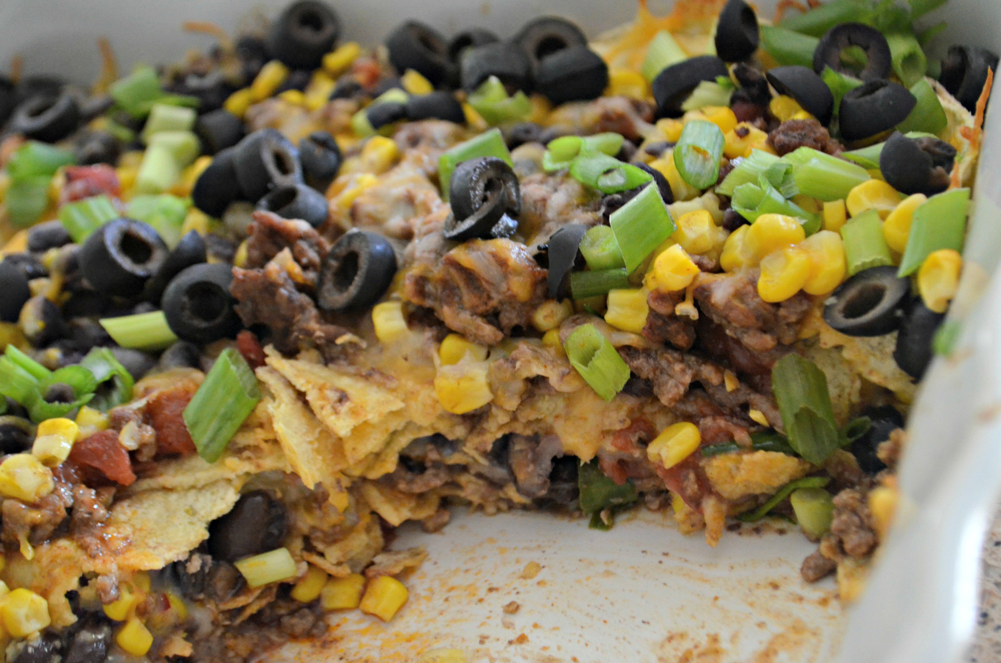 Easy Mexican Lasagna - in the pan