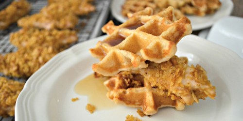 Easy Cornflake Chicken and Mini Waffles