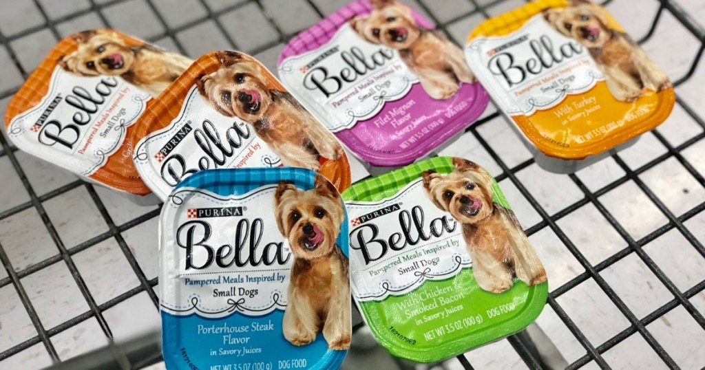 purina bella dog food in shopping cart 