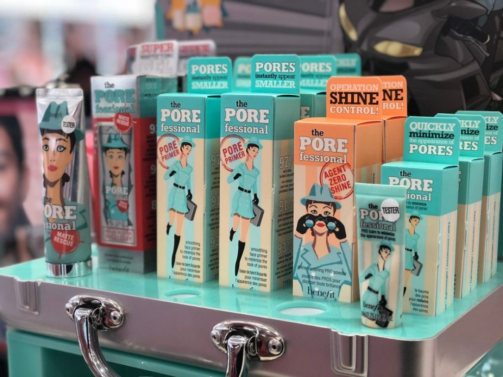 line of porefessional makeup products in box at store