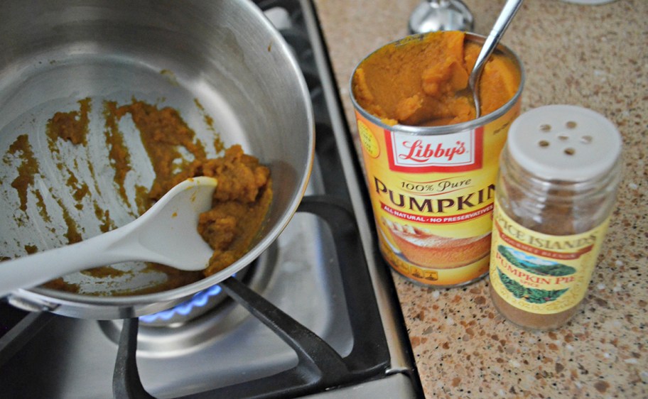 cooking pumpkin puree on stove