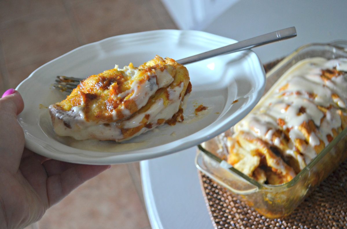 pull apart pumpkin spice loaf served on a plate