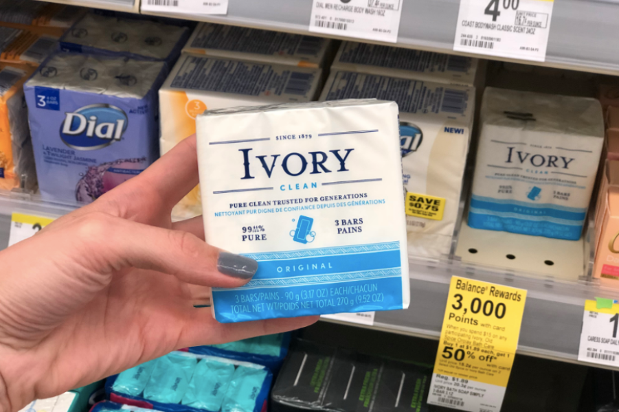 Hand holding Ivory Bar Soap