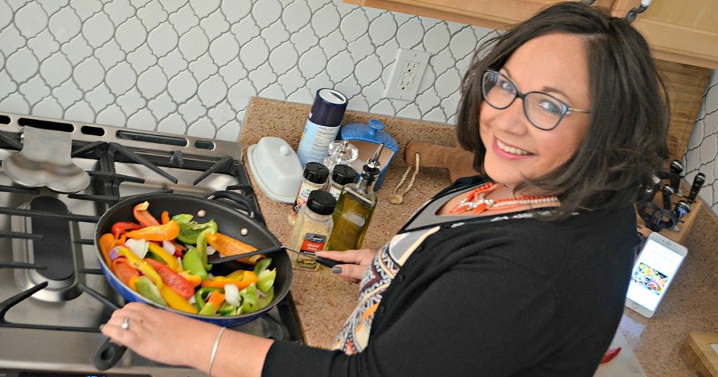 lina cooking in kitchen