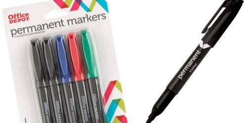 TWO Office Depot Permanent Markers 5-Packs ONLY $1 Or Less