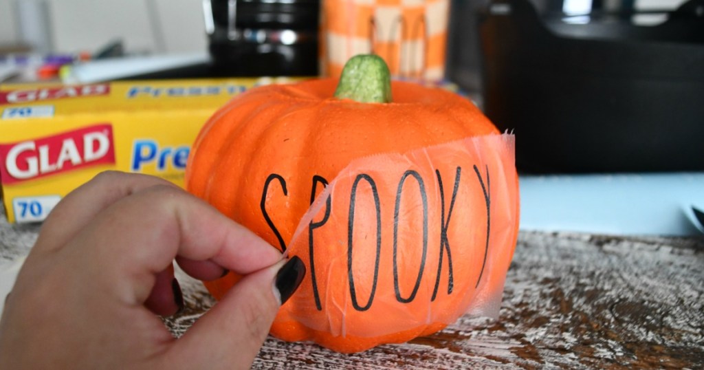 DIY Rae Dunn Inspired Halloween Decorations – a spooky pumpkin 