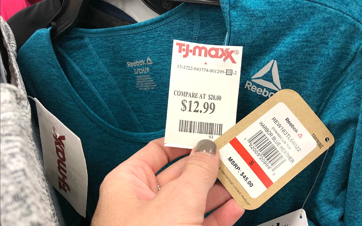 my favorite things to shop at t.j.maxx — workout clothes price comparison of reebok athletic shirt