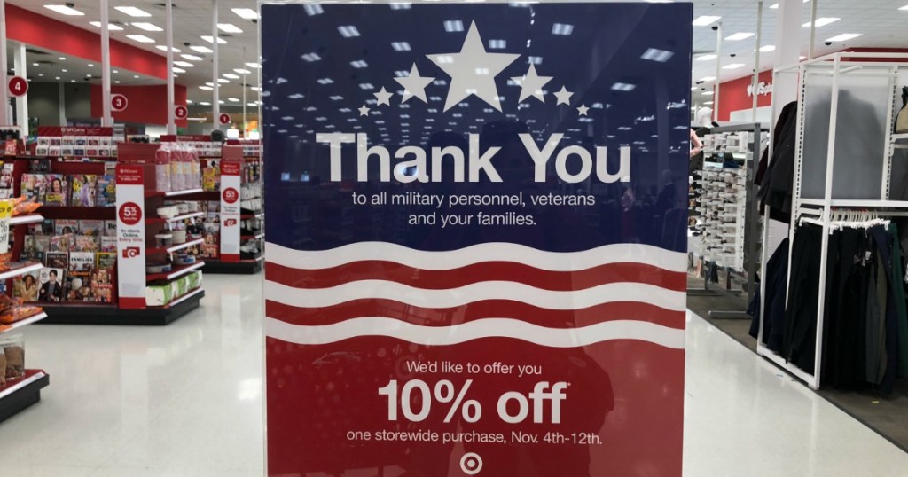 Target military member discount sign