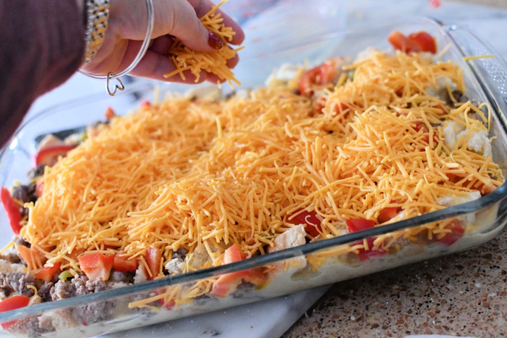 adding cheese to breakfast casserole