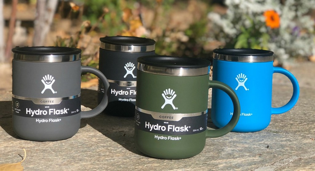 gift guide for coffee lovers — assorted colored hydro flask insulated coffee mugs 12 oz