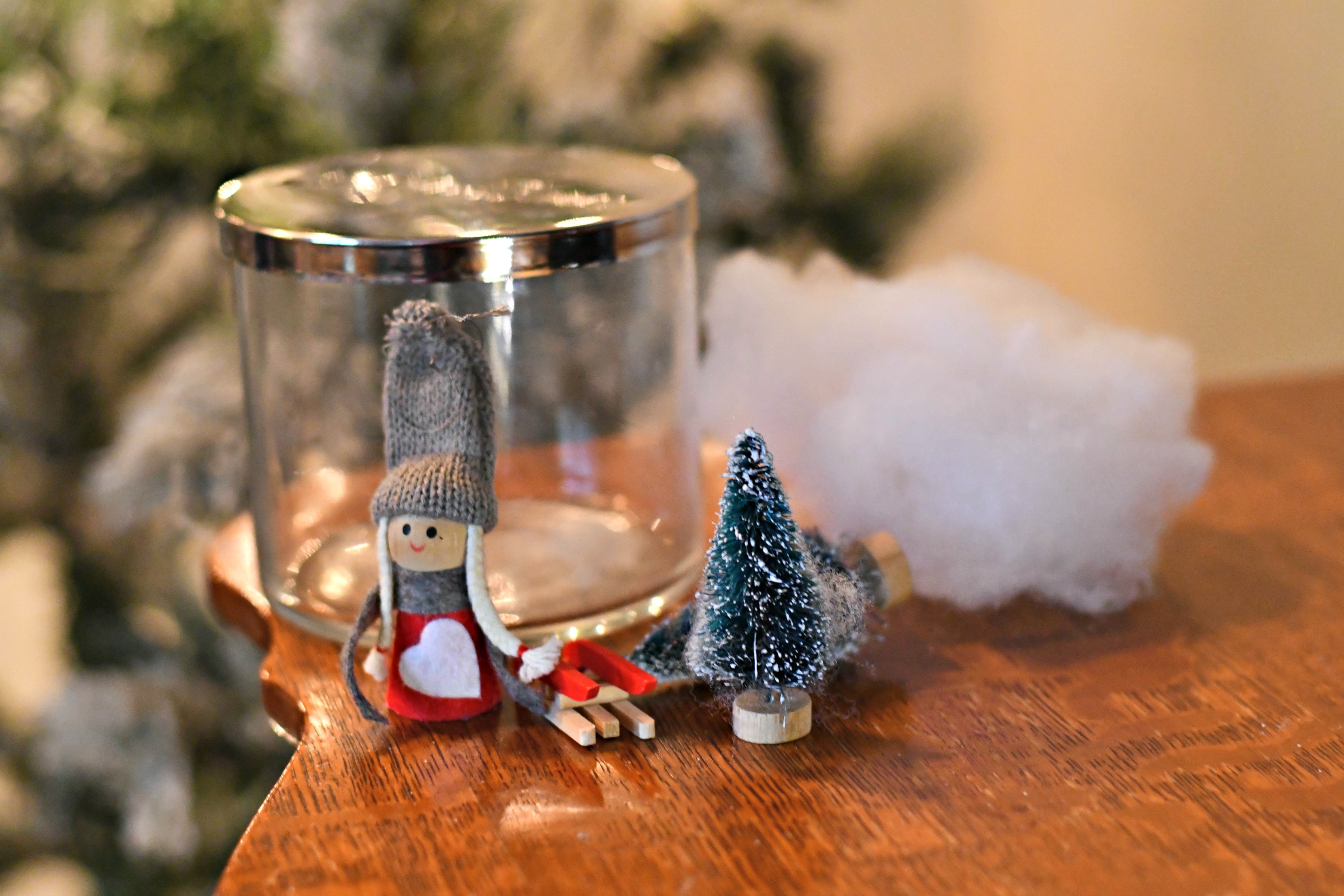 Bed Bath & Beyond Candle Jar into a DIY Snow Globe