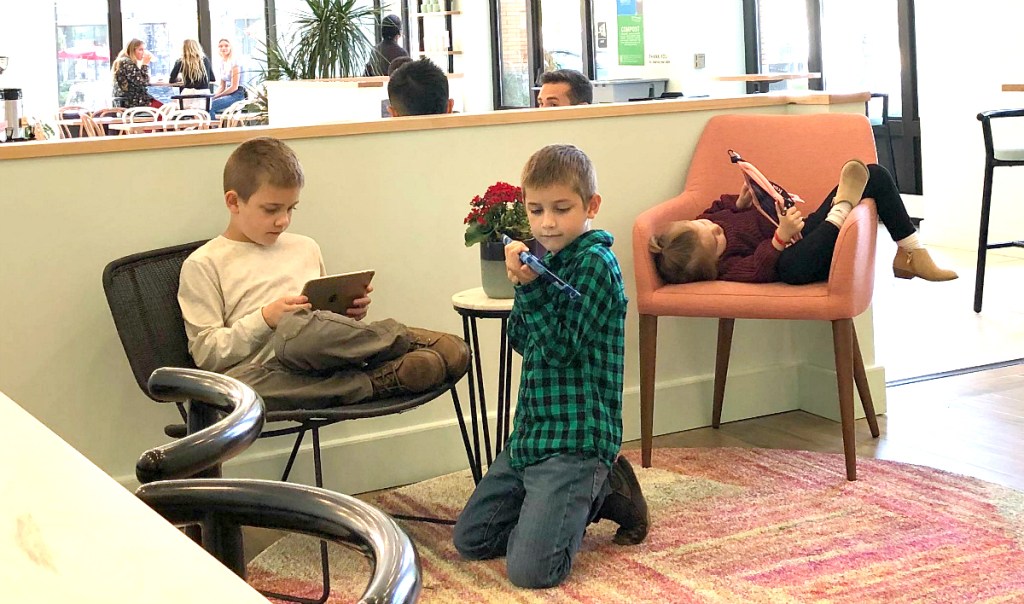 kids playing on devices