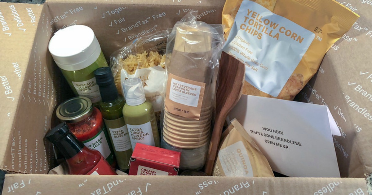 Brandless Products in the shipping box