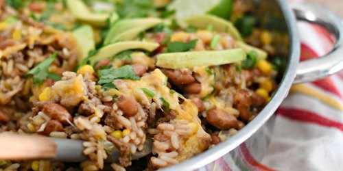 Taco Rice and Beans One-Skillet Casserole (Easy Dinner)