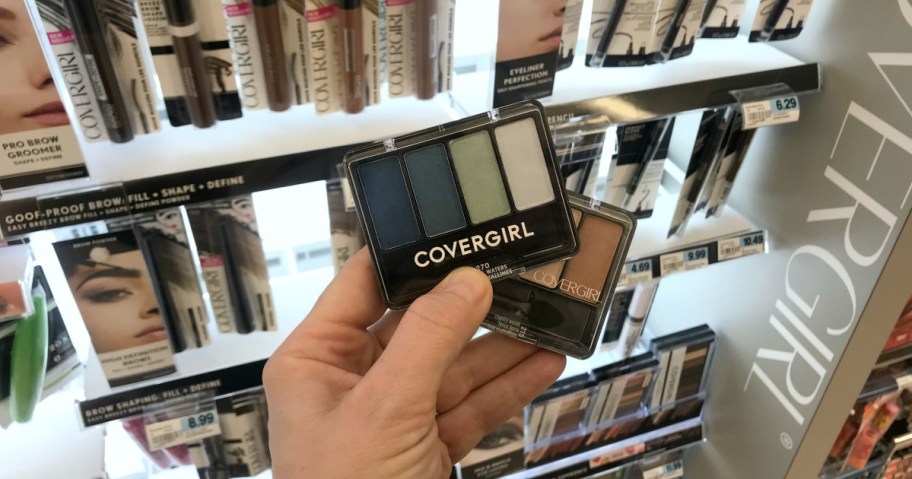 hand holding CoverGirl Eyeshadows