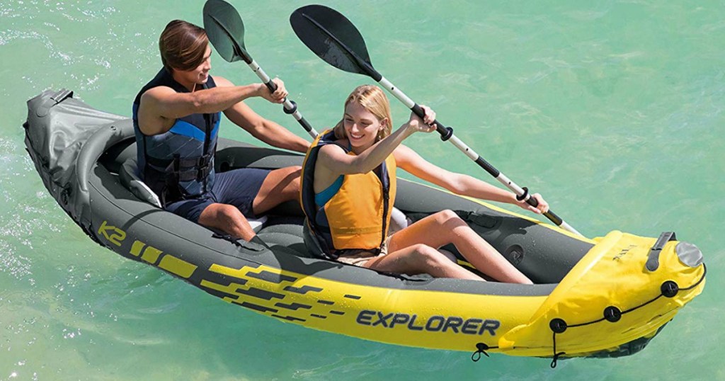 woman and man kayaking in explorer