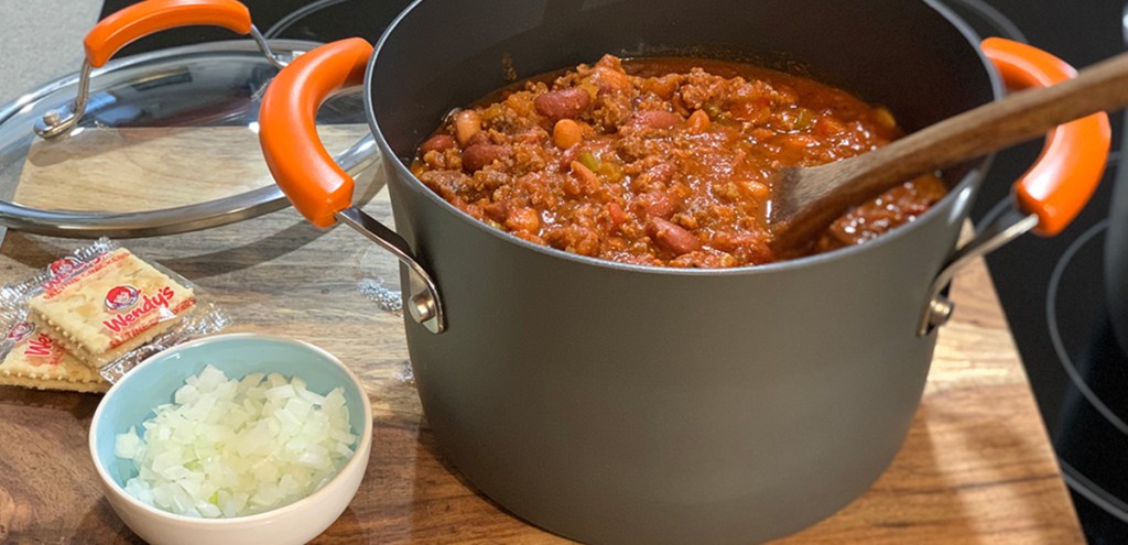 Wendys Famous Chili Copycat Recipe - pot of chili ready to serve