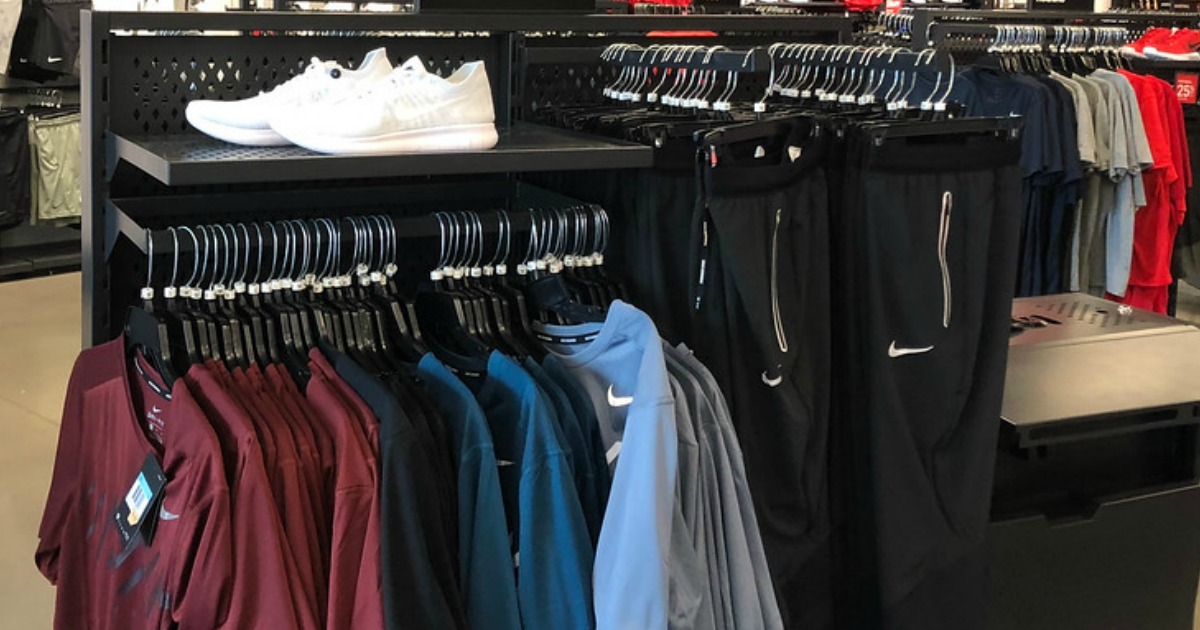 nike clothes on a store rack