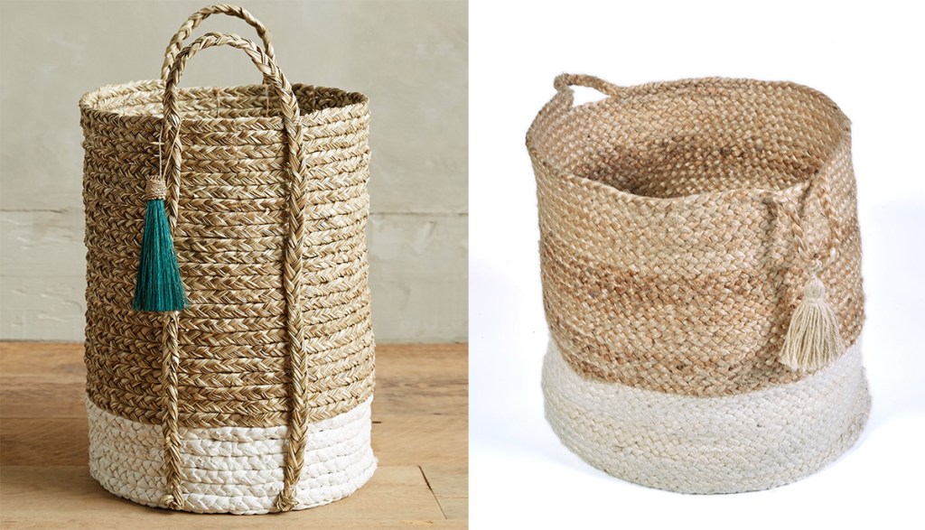 anthropologie wicker basket next to walmart jute basket