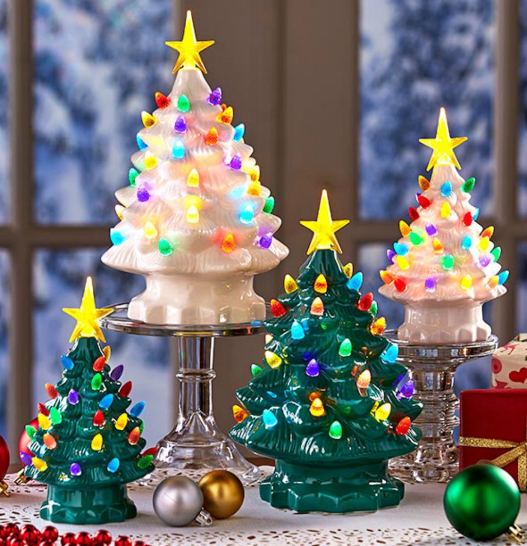 ceramic pre-lit christmas trees