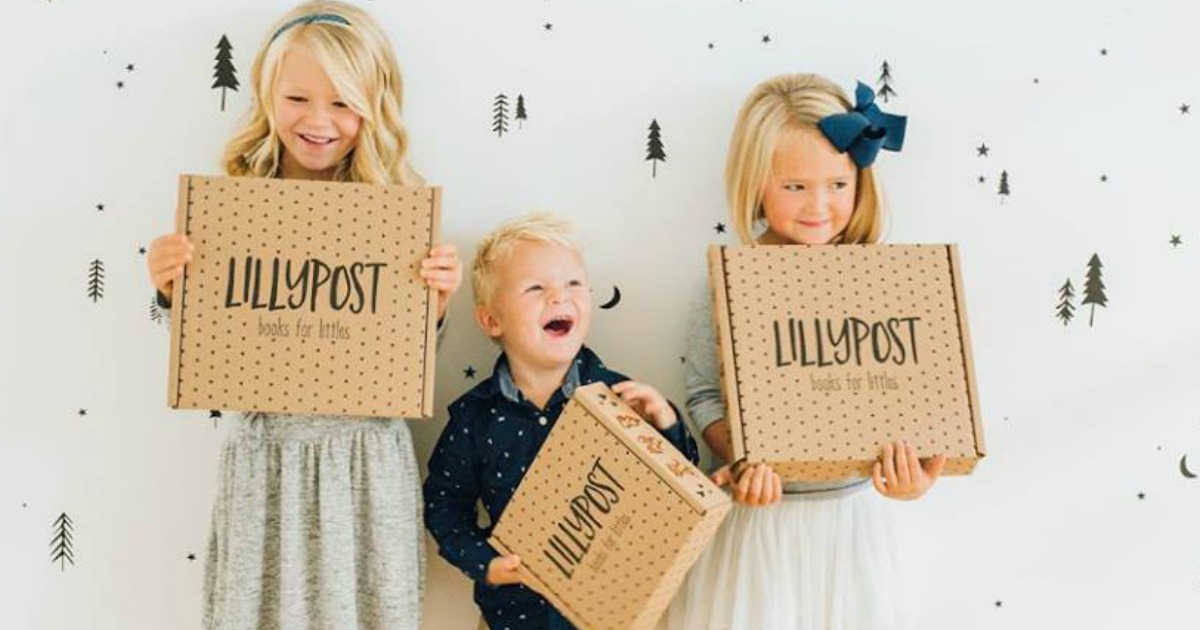 lillypost kids books subscription box promo code deal – kids holding their lillypost boxes