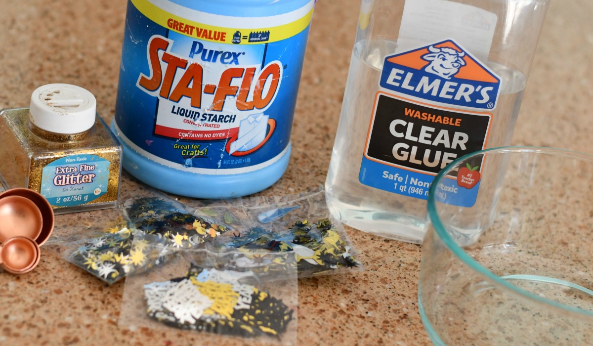 DIY New Year's Eve slime ingredients