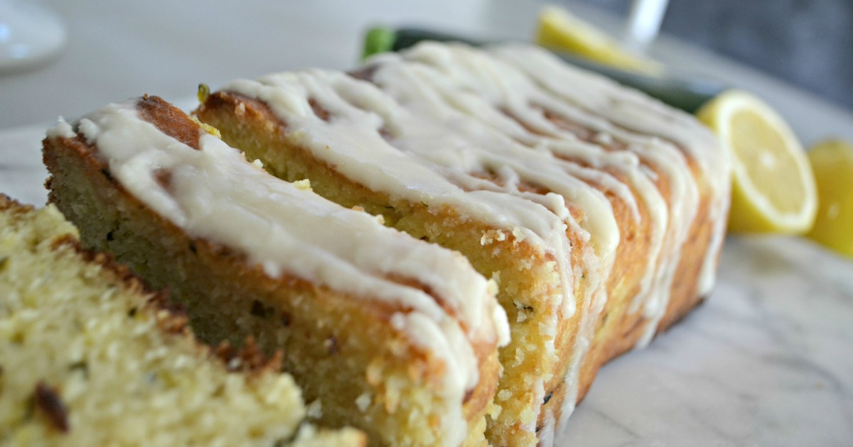 Hip2Keto lemon zucchini bread loaf recipe, sliced