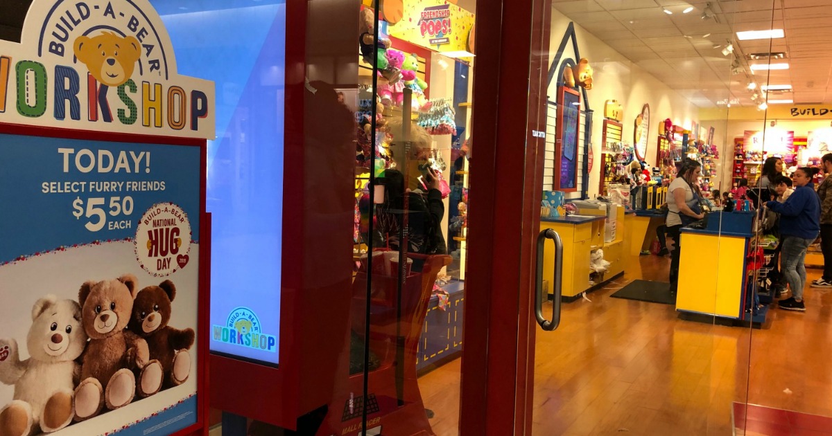 build-a-bear furry friends deal signage outside of the store