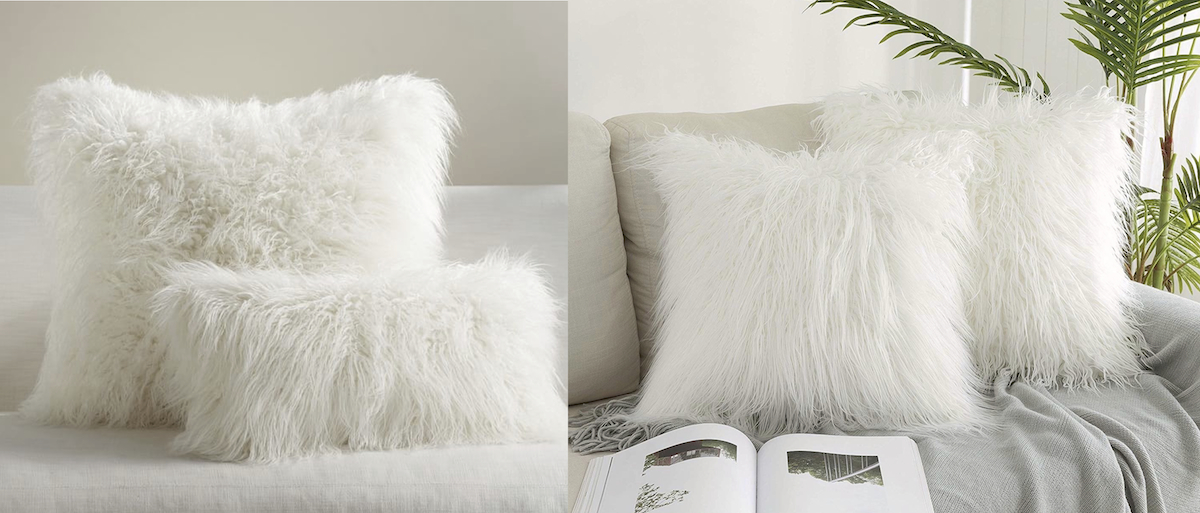 pottery barn and amazon copycat items – faux fur pillow comparisons
