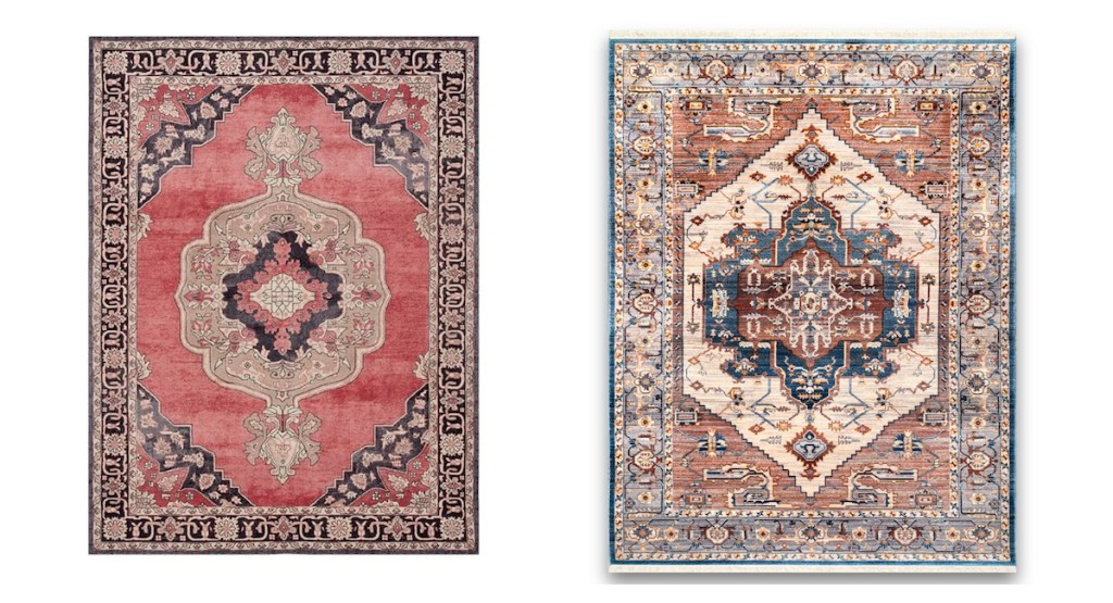 pottery barn rugs usa medallion rugs comparison side-by-side