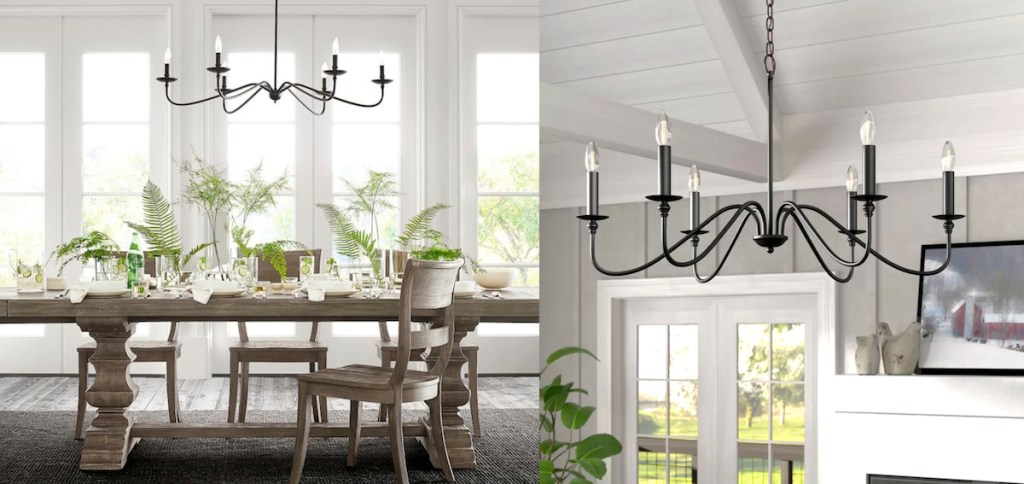 pottery barn wayfair chandelier iron lights copycats side-by-side photos