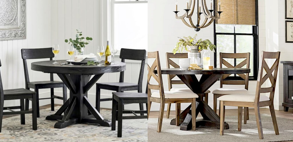 pottery barn copycat post - farmhouse black round table 