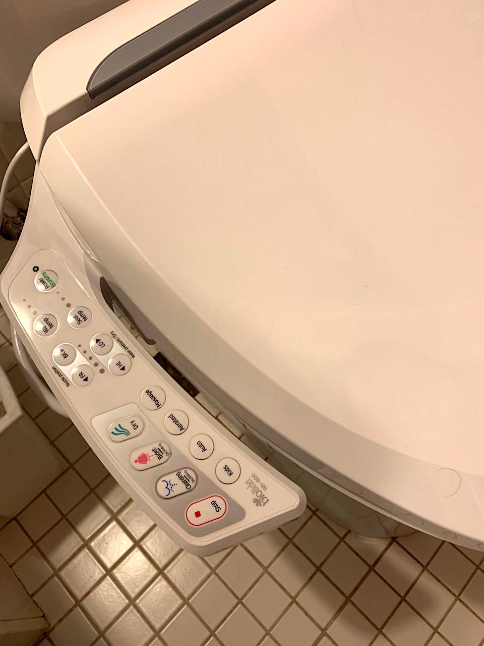 remote on bidet toilet seat 