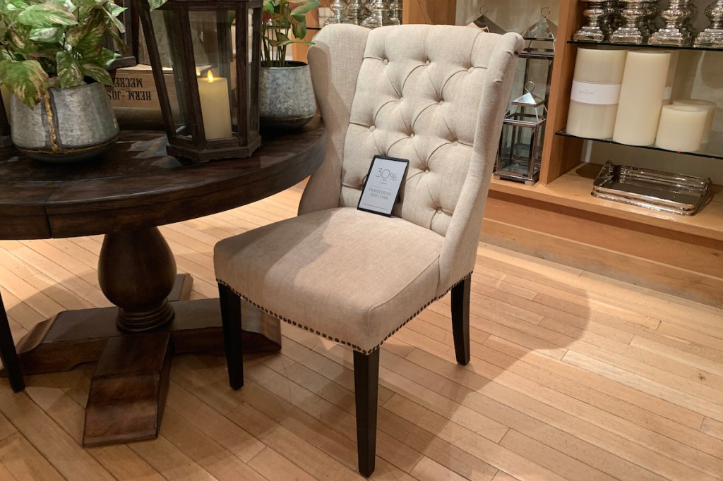 pottery barn copycat post - thayer wingback tufted dining room chair