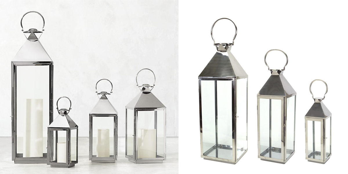 Restoration Hardware copycat items – restoration hardware vs hayneedle outdoor metal silver lanterns comparisons