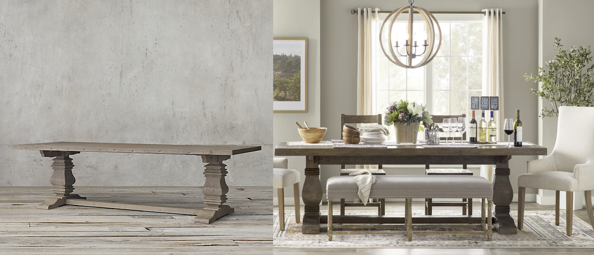 Restoration Hardware copycat items – restoration hardware trestle table copycats side by side