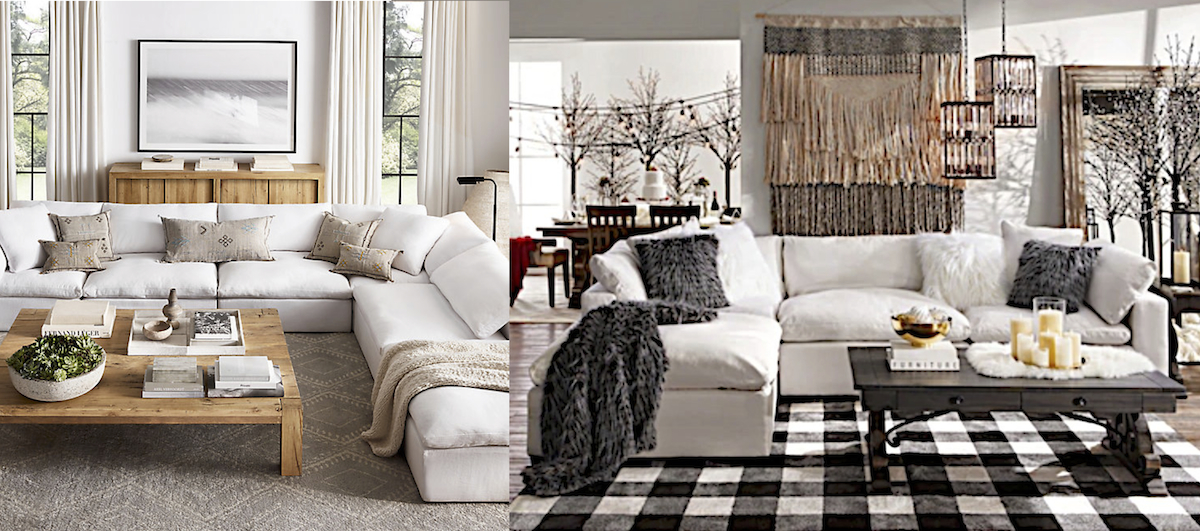 Restoration Hardware copycat items – restoration hardware value city furniture luxe cloud couches comparison lifestyle