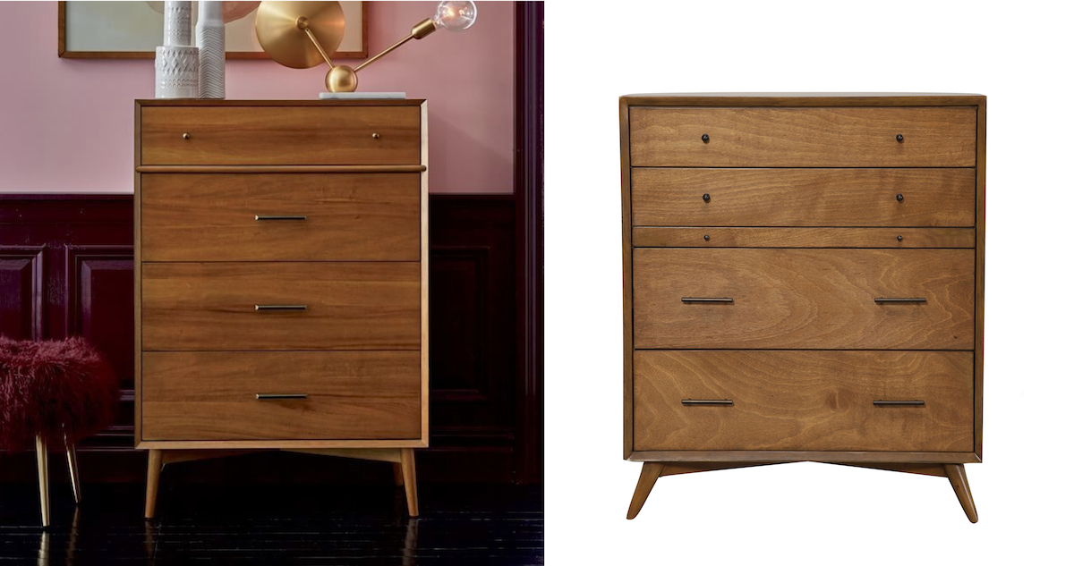 west elm copycat for less money – mid-century modern wood dresser comparisons side by side