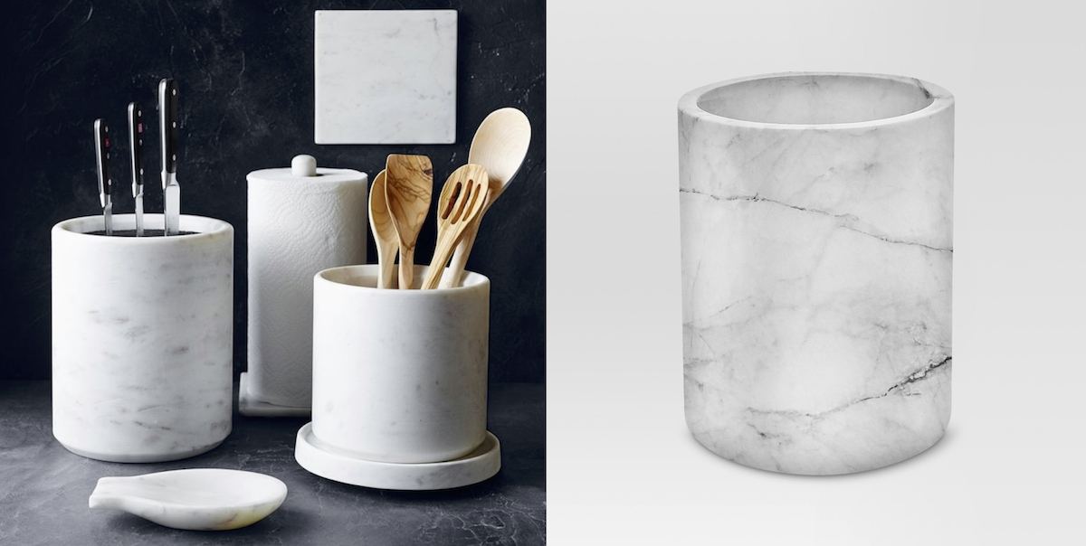 williams sonoma home copycat budget – marble utensil holders side by side comparison