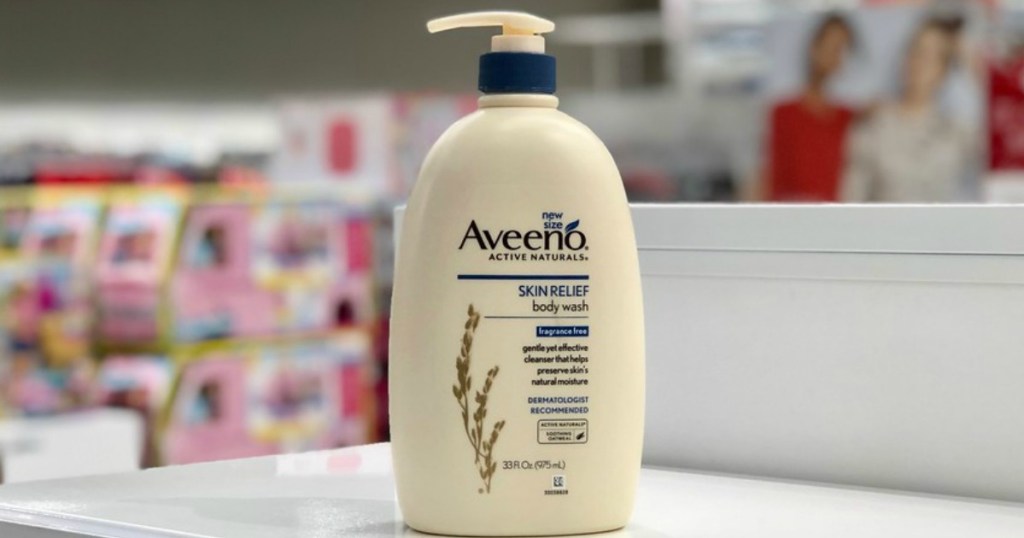 aveeno bottle sitting on store shelf