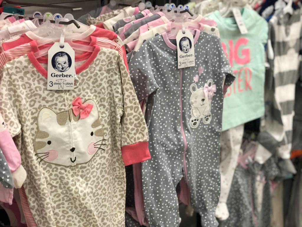 baby sleepers on shelf