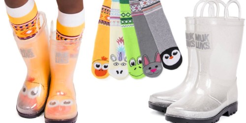 MUK LUKS Clear Rain Boots AND 5 Pairs of FUN Socks Only $24.99 Shipped