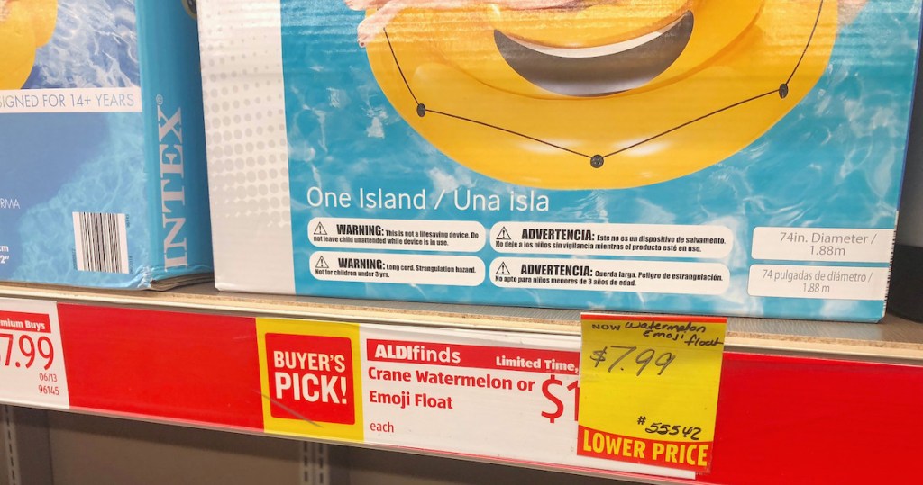 red white and yellow aldi clearance tag for floats