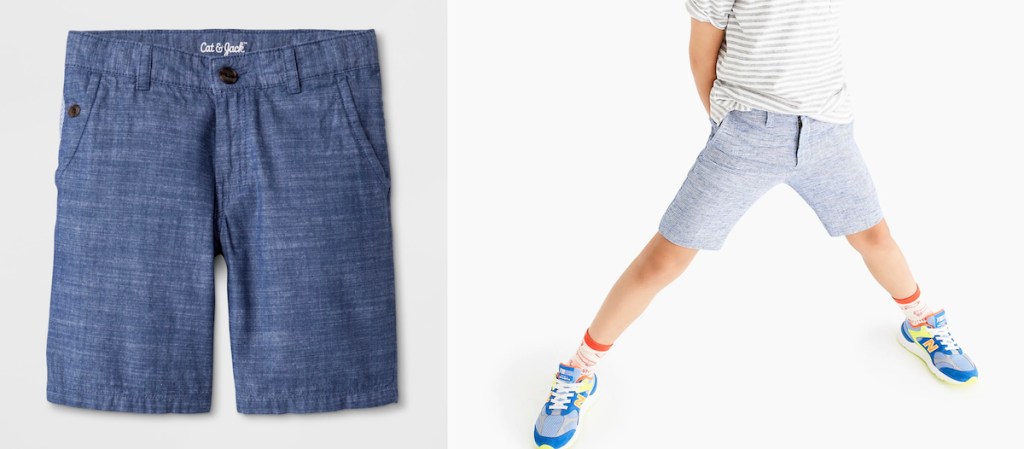 side by side comparison of chino shorts