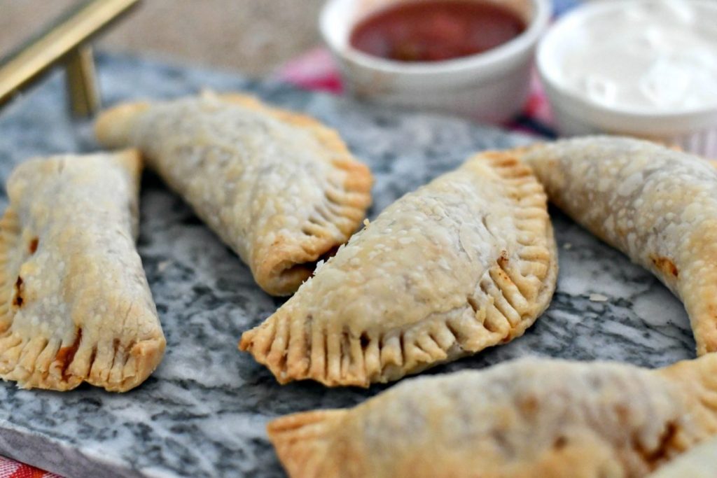 air fryer empanadas on a tray