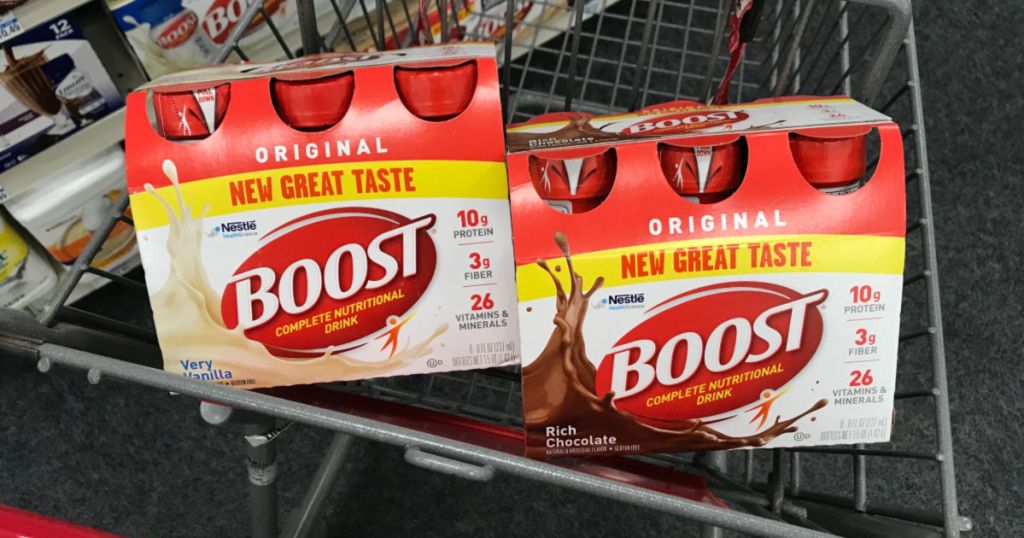 Boost nutritional drink in basket