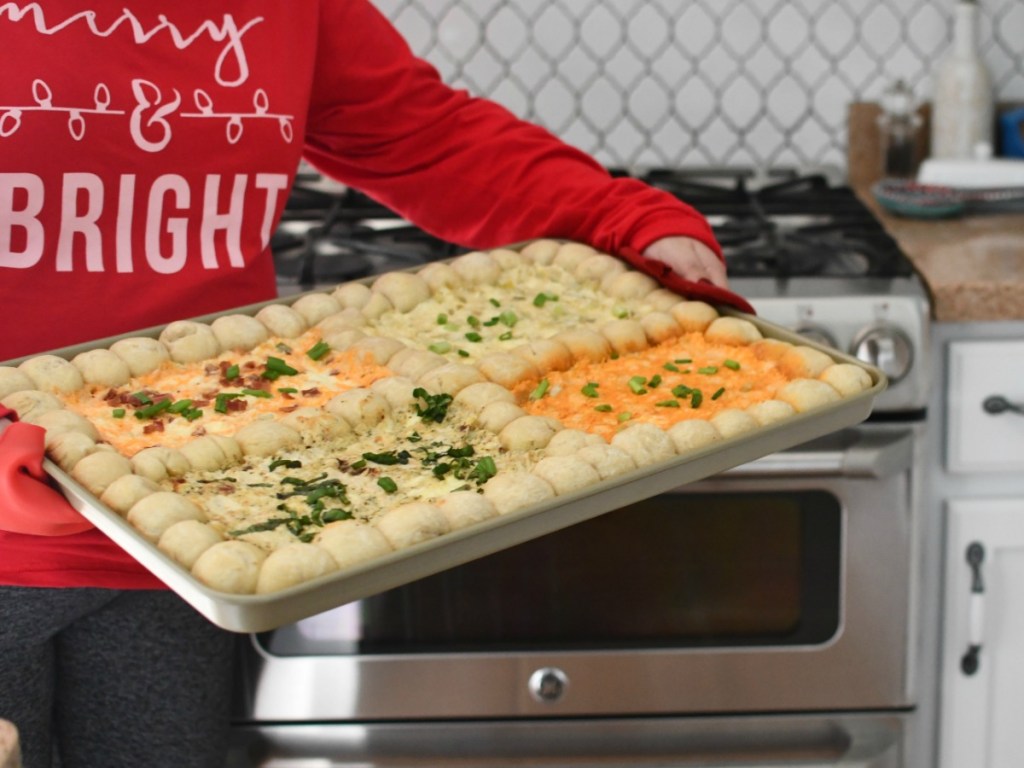 Woman holding Cheese Dip